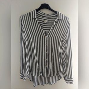 Striped Button Down Shirt by Jordan Alexander White with Green Stripes Size L